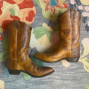 Frye Distressed Tan Leather Western Boots